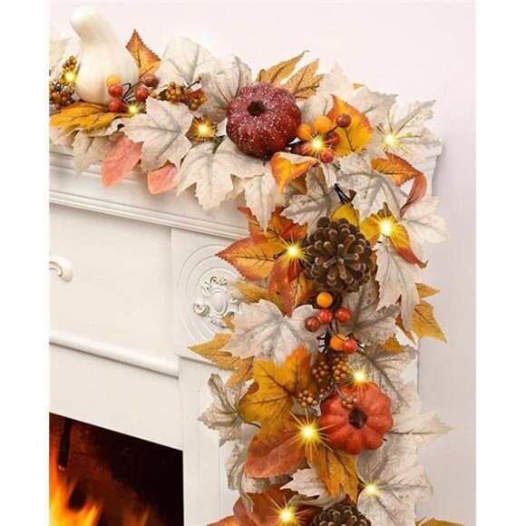 Fall Decorations for Home, 5.9Ft Fall Garland for Mantle, Fall Leaves Garland - Picture 8 of 8